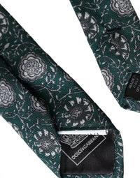 Dolce & Gabbana Dolce & Gabbana Green Floral Print Silk Adjustable Men Men's Tie