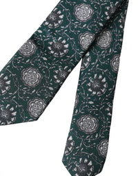Dolce & Gabbana Dolce & Gabbana Green Floral Print Silk Adjustable Men Men's Tie
