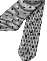 Dolce & Gabbana Dolce & Gabbana Black White Dot Fantasy Silk Adjustable Men Men's Tie