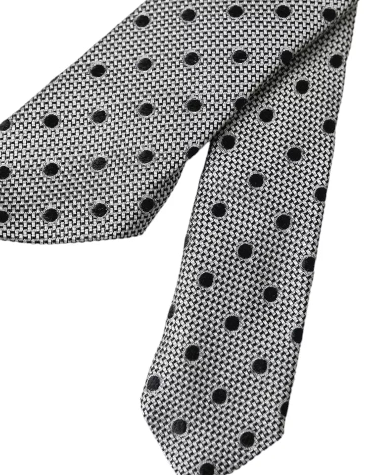 Dolce & Gabbana Dolce & Gabbana Black White Dot Fantasy Silk Adjustable Men Men's Tie