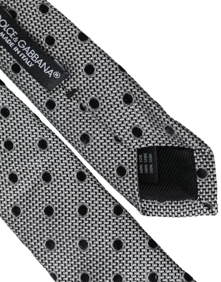 Dolce & Gabbana Dolce & Gabbana Black White Dot Fantasy Silk Adjustable Men Men's Tie
