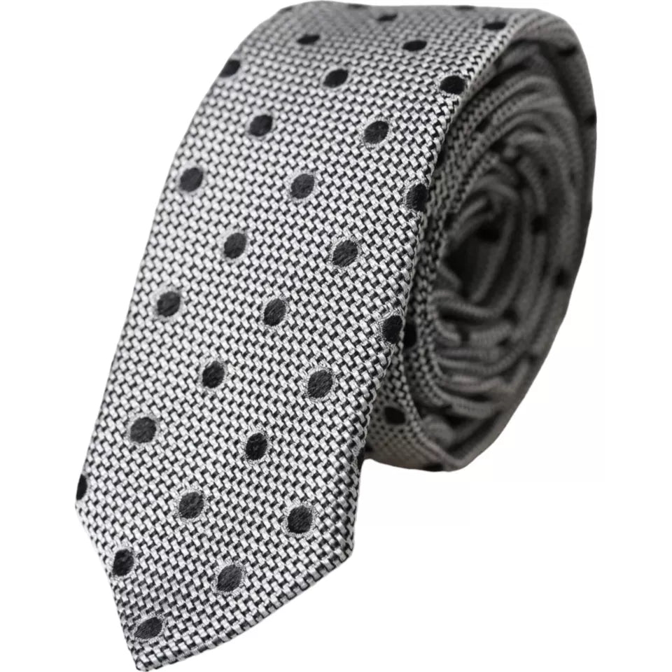 Dolce & Gabbana Dolce & Gabbana Black White Dot Fantasy Silk Adjustable Men Men's Tie