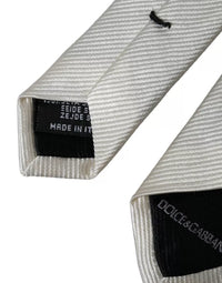 Dolce & Gabbana Dolce & Gabbana White Solid 100% Silk Adjustable Men's Tie