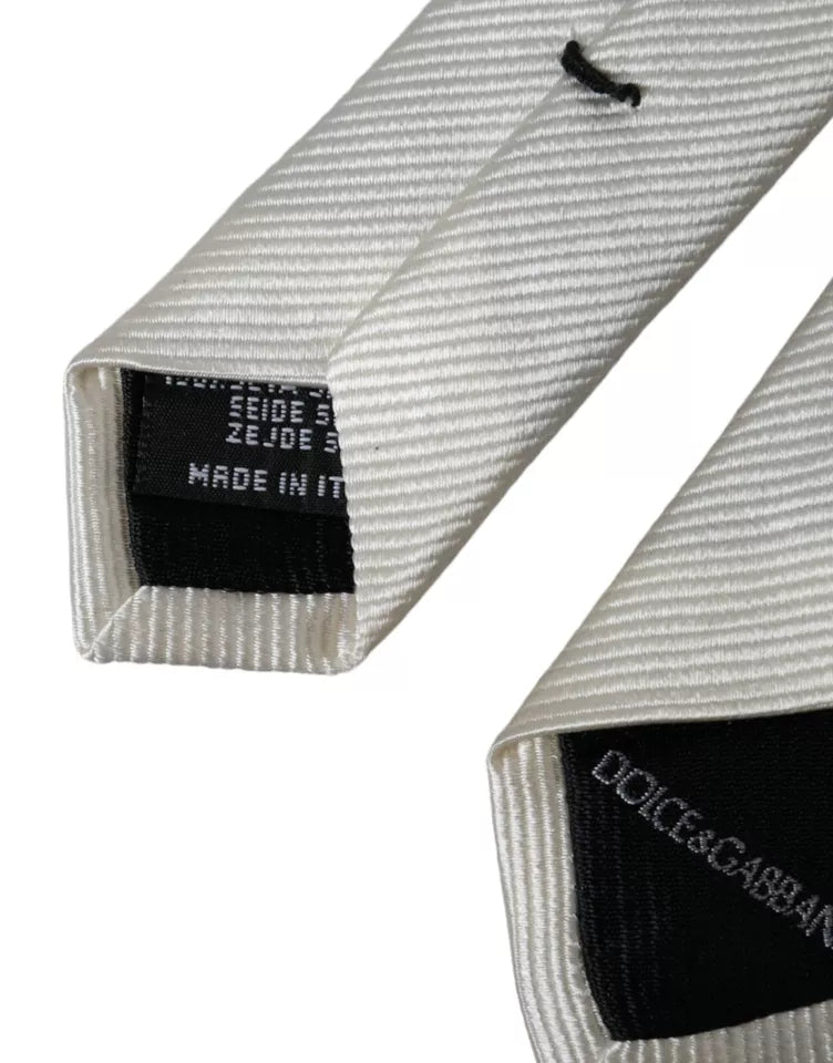 Dolce & Gabbana Dolce & Gabbana White Solid 100% Silk Adjustable Men's Tie