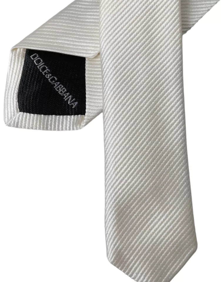 Dolce & Gabbana Dolce & Gabbana White Solid 100% Silk Adjustable Men's Tie