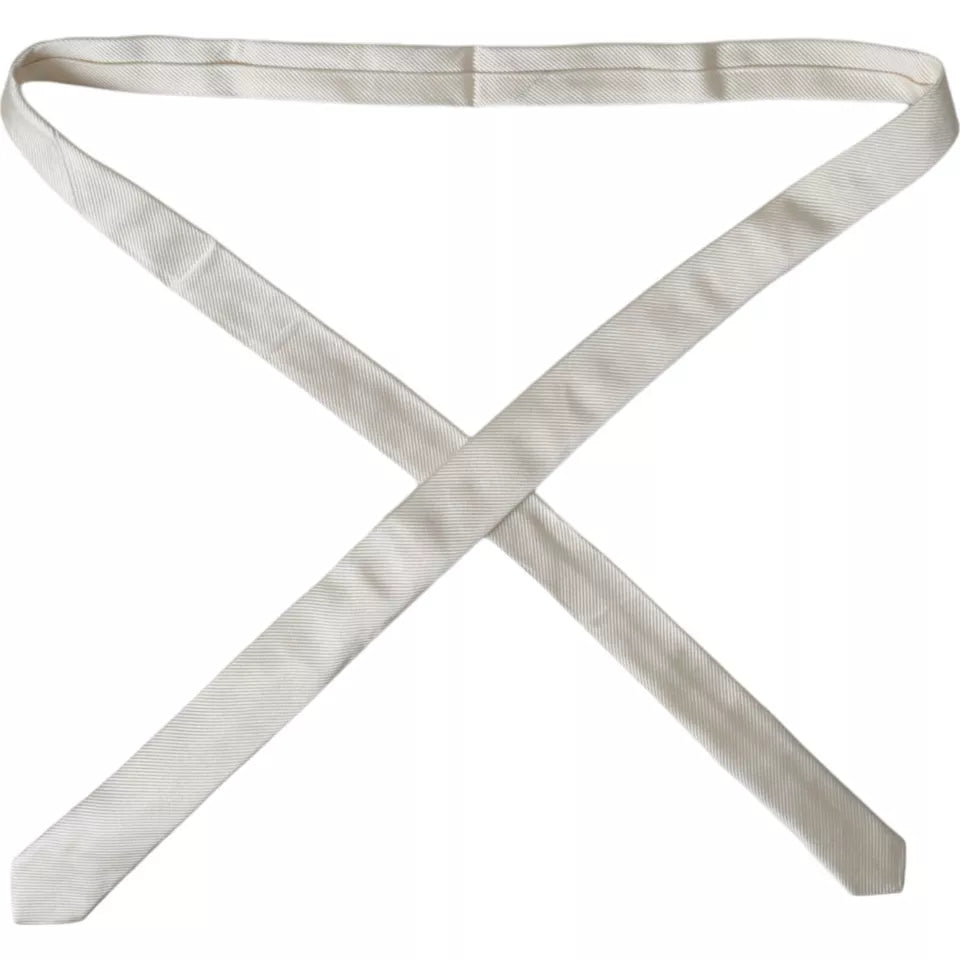 Dolce & Gabbana Dolce & Gabbana White Solid 100% Silk Adjustable Men's Tie