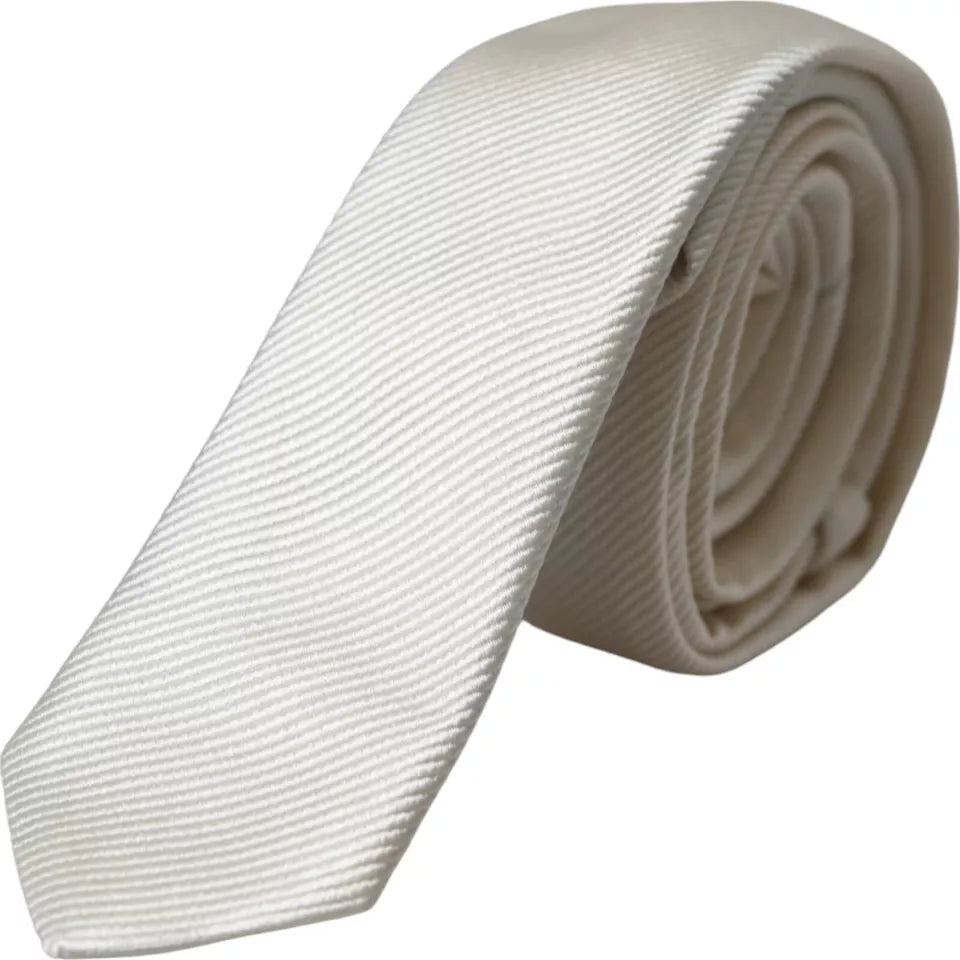 Dolce & Gabbana Dolce & Gabbana White Solid 100% Silk Adjustable Men's Tie