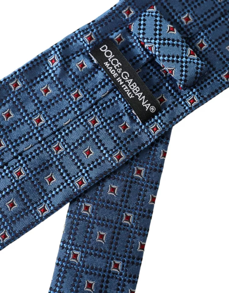 Dolce & Gabbana Dolce & Gabbana Blue Patterned 100% Silk Adjustable Men Men's Tie