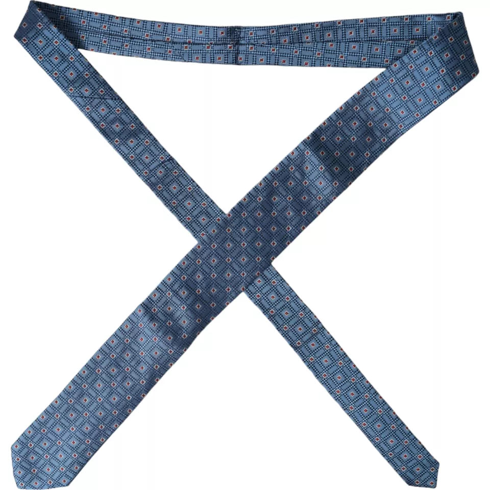Dolce & Gabbana Dolce & Gabbana Blue Patterned 100% Silk Adjustable Men Men's Tie