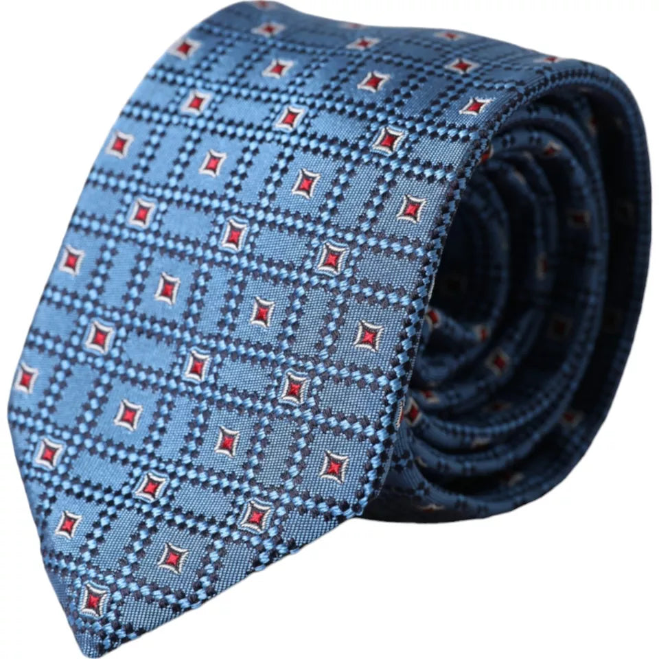 Dolce & Gabbana Dolce & Gabbana Blue Patterned 100% Silk Adjustable Men Men's Tie