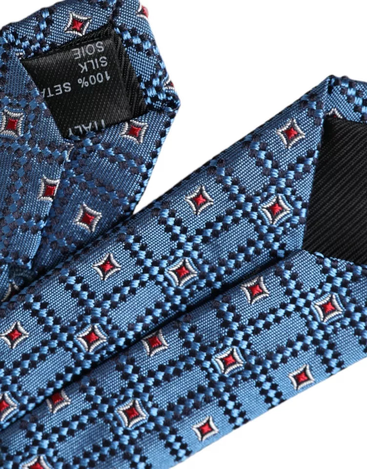 Dolce & Gabbana Dolce & Gabbana Blue Patterned 100% Silk Adjustable Men Men's Tie