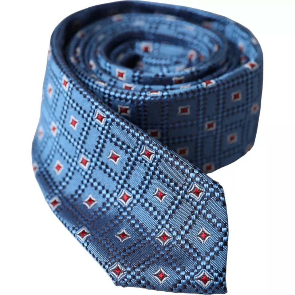 Dolce & Gabbana Dolce & Gabbana Blue Patterned 100% Silk Adjustable Men Men's Tie
