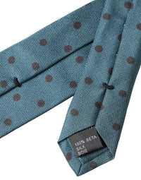 Dolce & Gabbana Dolce & Gabbana Green Black Polka Dot Silk Adjustable Men Men's Tie