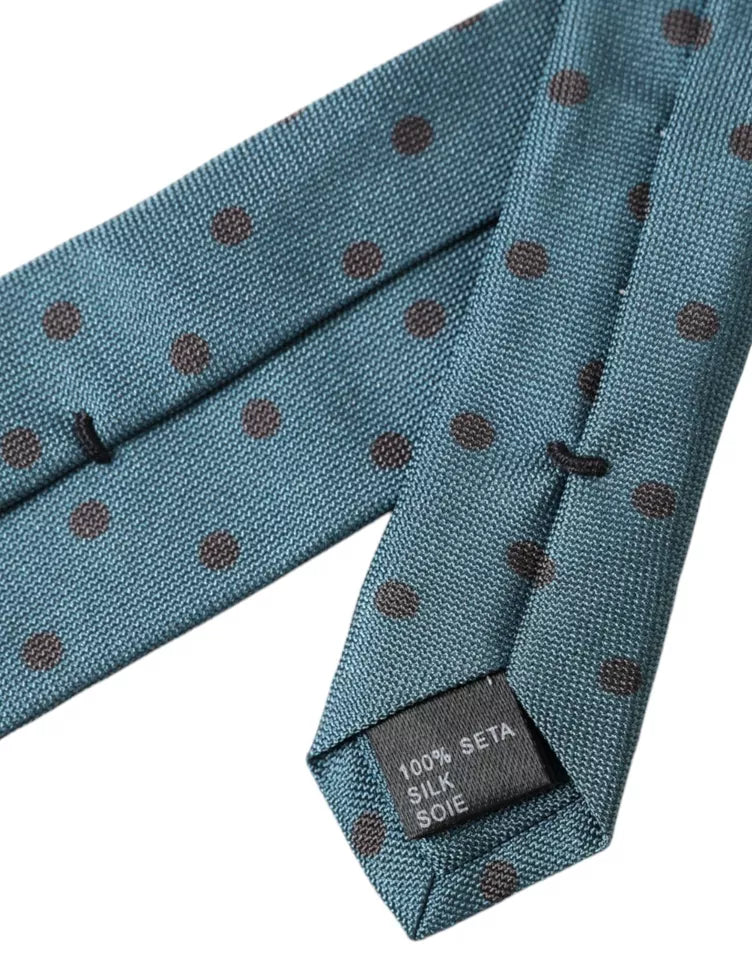 Dolce & Gabbana Dolce & Gabbana Green Black Polka Dot Silk Adjustable Men Men's Tie