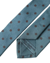 Dolce & Gabbana Dolce & Gabbana Green Black Polka Dot Silk Adjustable Men Men's Tie