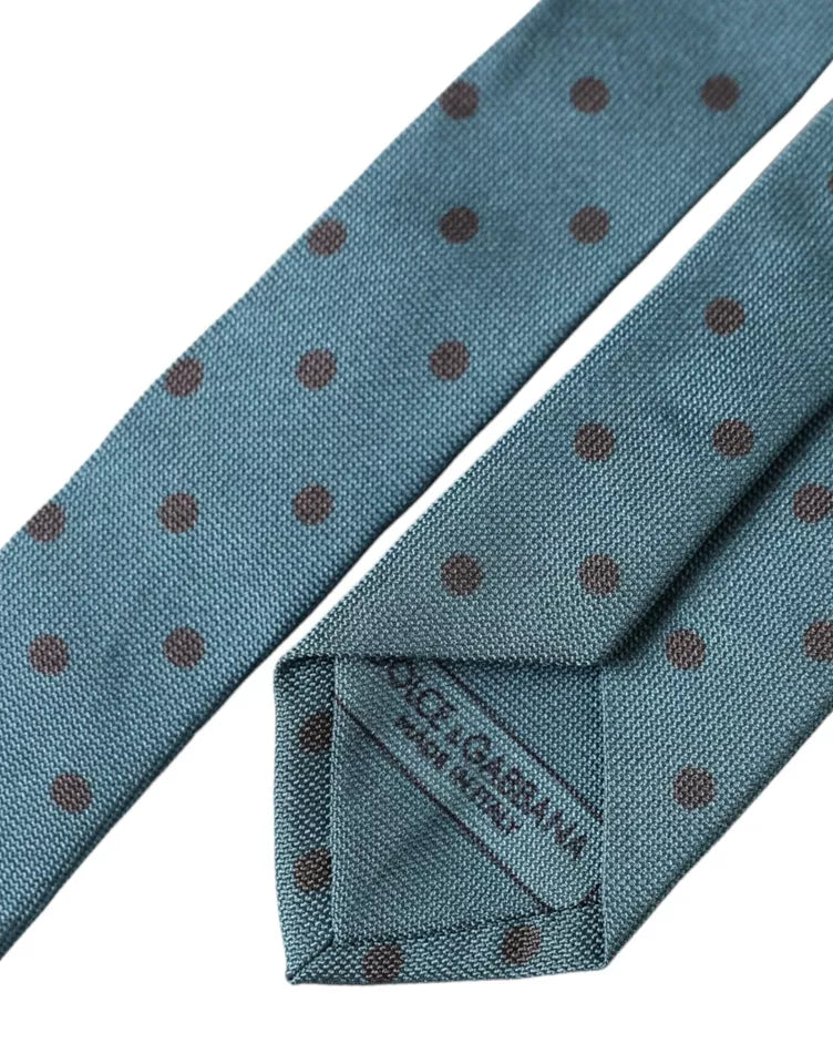 Dolce & Gabbana Dolce & Gabbana Green Black Polka Dot Silk Adjustable Men Men's Tie