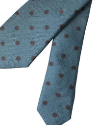 Dolce & Gabbana Dolce & Gabbana Green Black Polka Dot Silk Adjustable Men Men's Tie