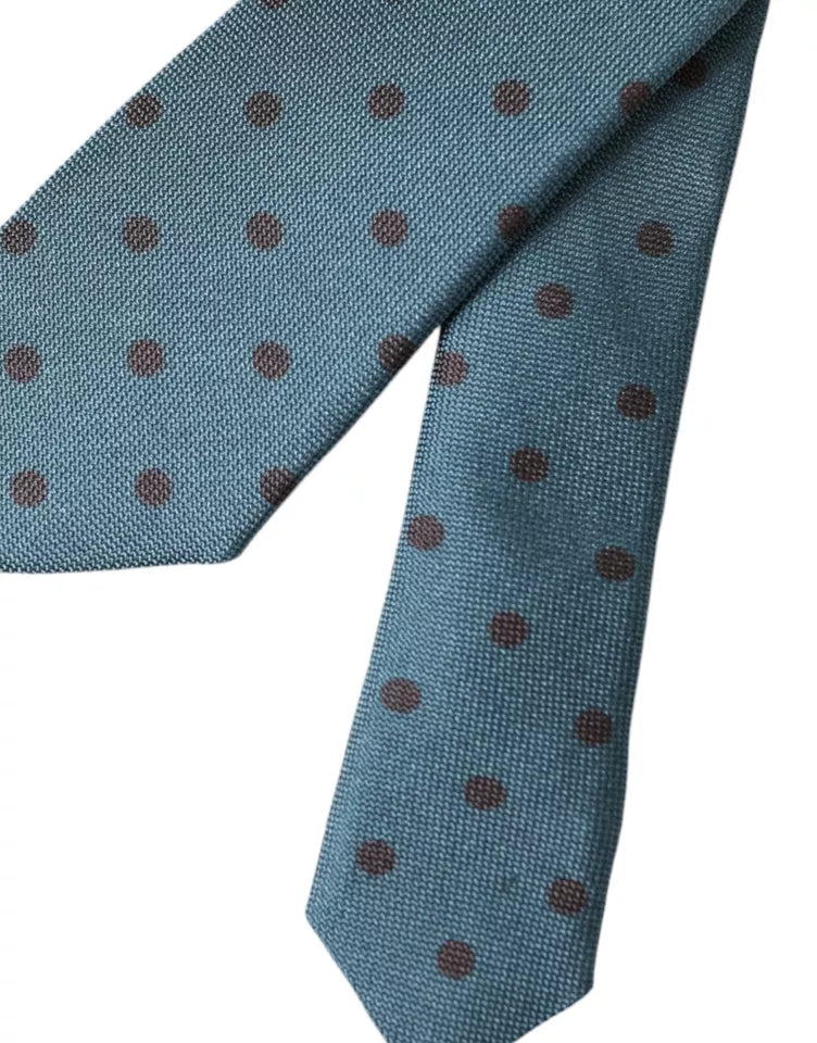 Dolce & Gabbana Dolce & Gabbana Green Black Polka Dot Silk Adjustable Men Men's Tie
