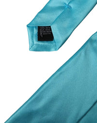 Dolce & Gabbana Dolce & Gabbana Light Blue Satin Silk Wide Adjustable Men Men's Tie