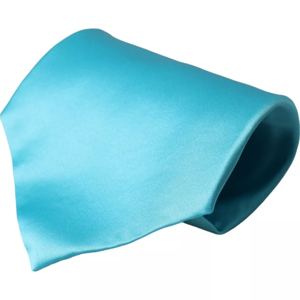 Dolce & Gabbana Dolce & Gabbana Light Blue Satin Silk Wide Adjustable Men Men's Tie