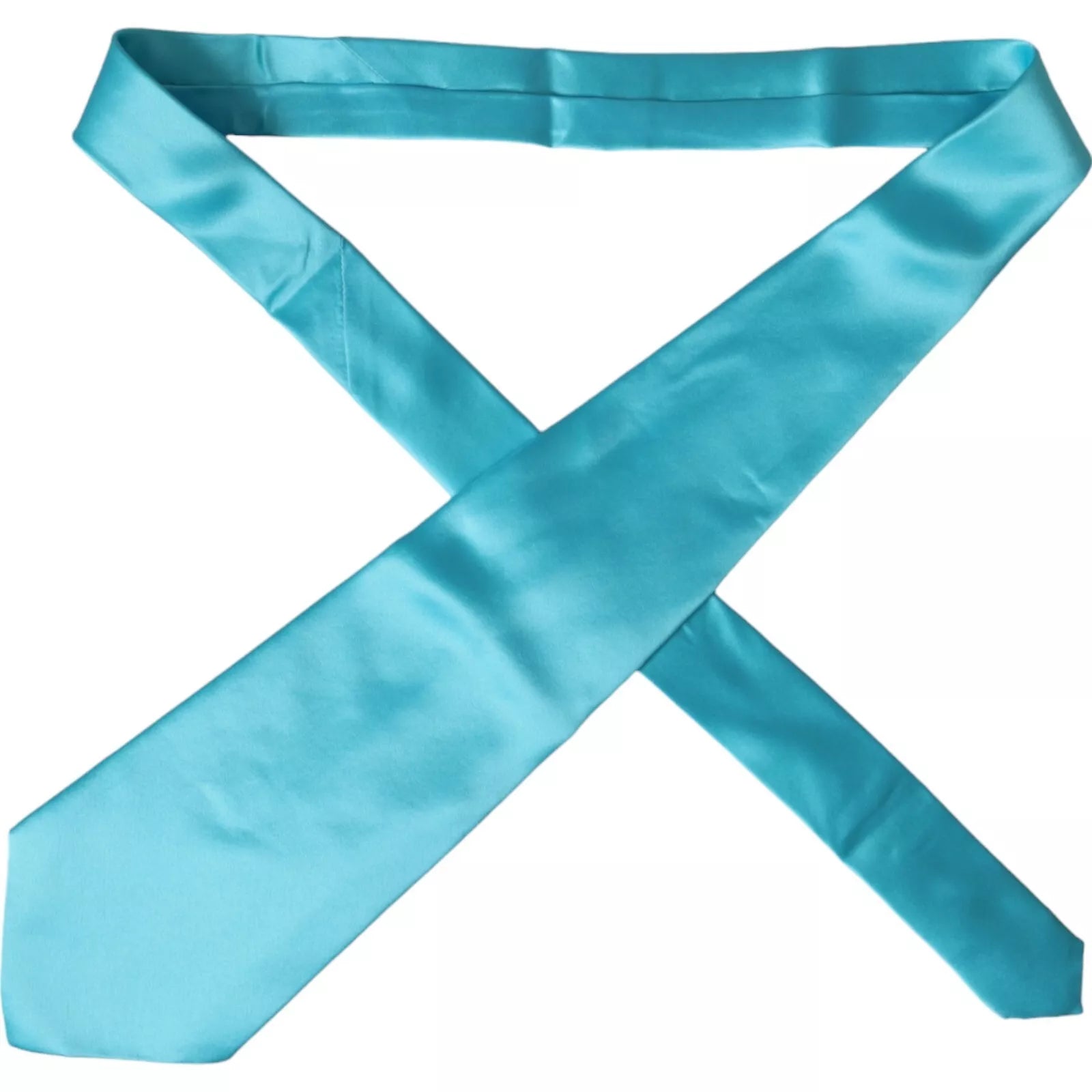 Dolce & Gabbana Dolce & Gabbana Light Blue Satin Silk Wide Adjustable Men Men's Tie