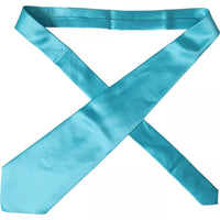 Dolce & Gabbana Dolce & Gabbana Light Blue Satin Silk Wide Adjustable Men Men's Tie