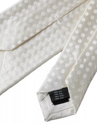 Dolce & Gabbana Dolce & Gabbana White Dotted Silk Classic Adjustable Men Men's Tie