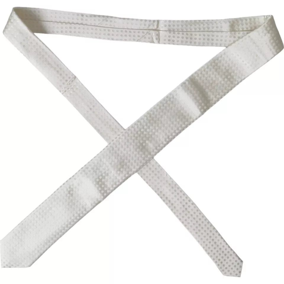 Dolce & Gabbana Dolce & Gabbana White Dotted Silk Classic Adjustable Men Men's Tie