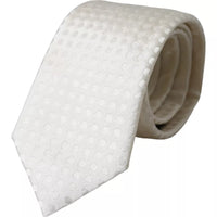Dolce & Gabbana Dolce & Gabbana White Dotted Silk Classic Adjustable Men Men's Tie