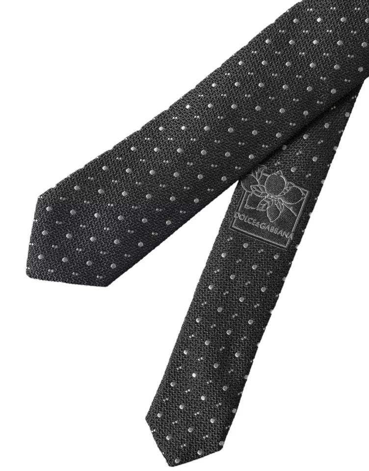 Dolce & Gabbana Dolce & Gabbana Black Polka Dot Silk Adjustable Men Men's Tie