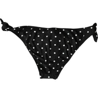 Dolce & Gabbana Black Polka Dot Swimwear Beachwear Bottom Women's Bikini