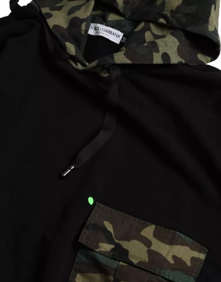 Dolce & Gabbana Black Camouflage Hooded Sweatshirt Men's Sweater (Pre-Owned)