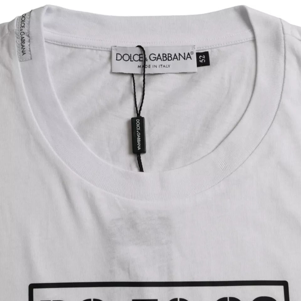 Dolce & Gabbana White Logo Round Neck Short Sleeves Men's T-shirt