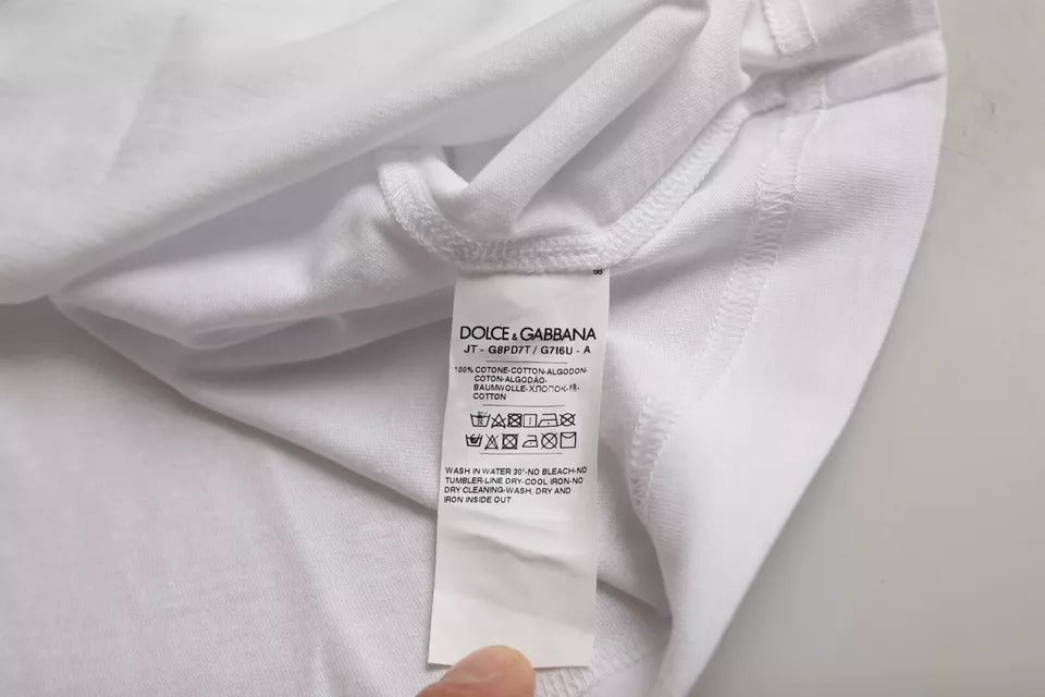 Dolce & Gabbana White Logo Round Neck Short Sleeves Men's T-shirt