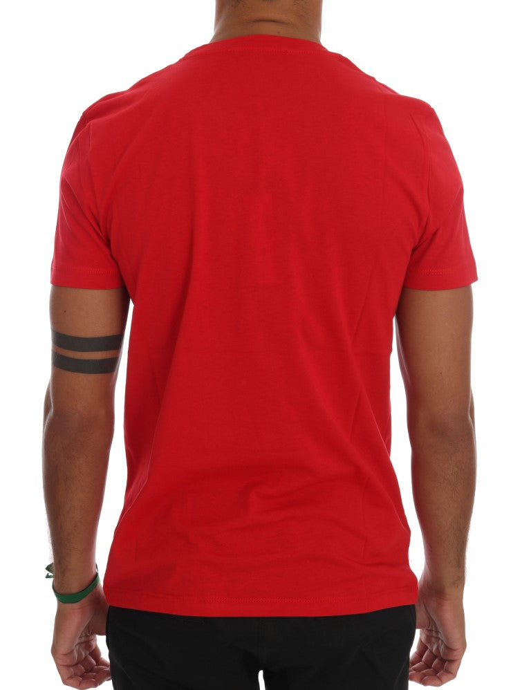 Frankie Morello Chic Red 'RIDERS' Motive Crewneck Men's Tee