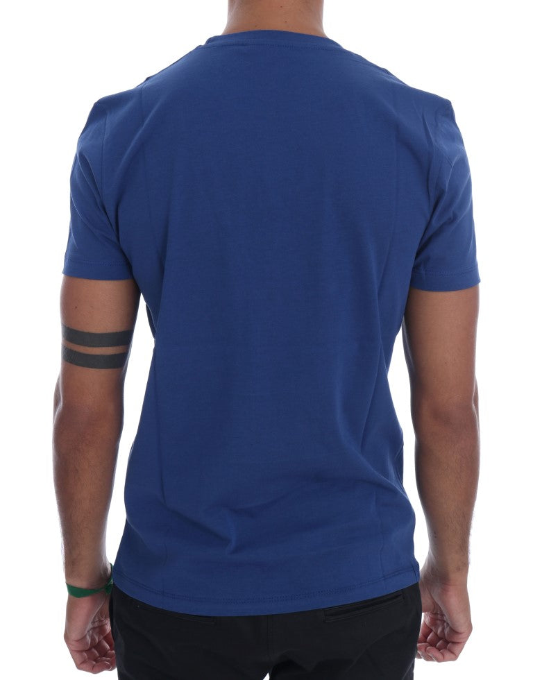 Frankie Morello Stylish Blue Riders Motif Cotton Men's Tee
