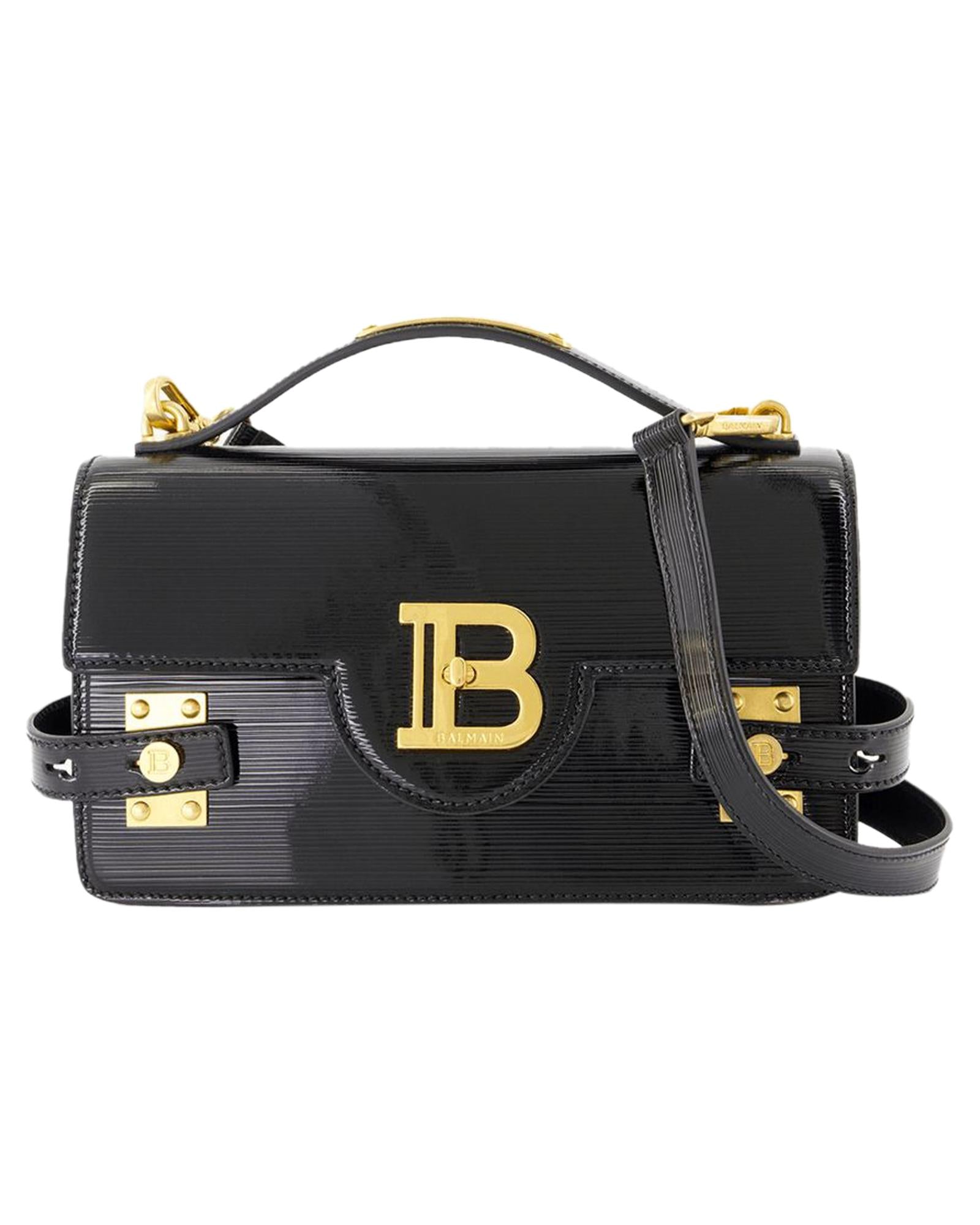 Balmain BBuzz 21 Small Patent Leather Handbag Women Black | Black Messenger Bags ONE SIZE black | black