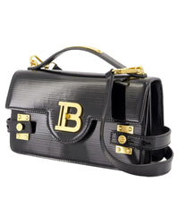 Balmain BBuzz 21 Small Patent Leather Handbag Women Black | Black Messenger Bags