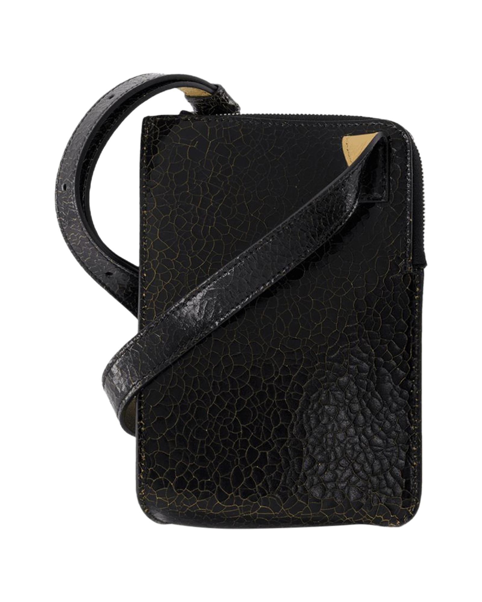 Alexander Mcqueen Cracked Leather Messenger Bag Women Black | Black