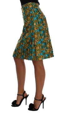 Dolce & Gabbana Multicolor Jacquard Straight Pencil Women's Skirt
