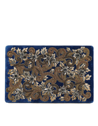 Dolce & Gabbana Blue Velvet Gold Frame Clutch Evening Party Purse Women's Bag