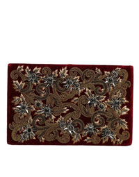 Dolce & Gabbana Red Velvet Gold Frame Clutch Evening Party Purse Women's Bag