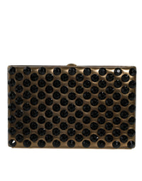 Dolce & Gabbana Gold Crystal Bifold Clutch Evening Party Women Purse Women's Bag