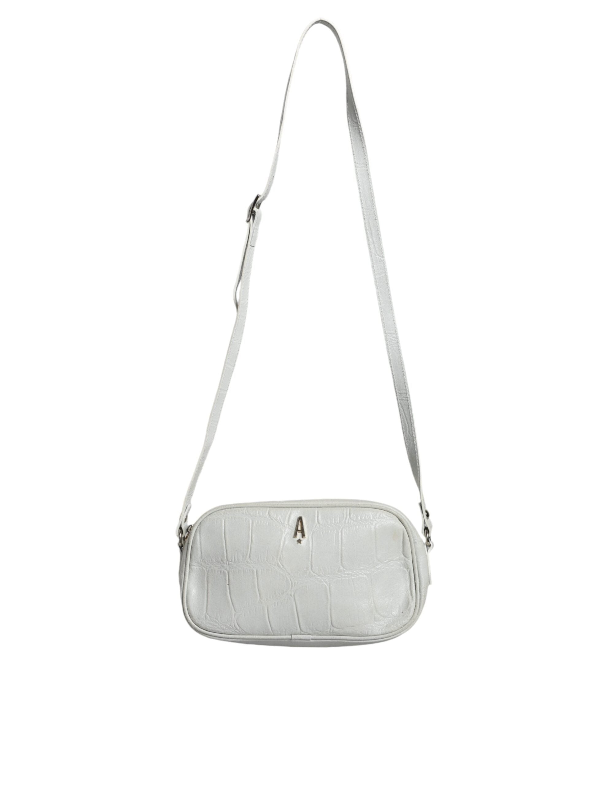 Aniye By White Croc Print Leather Crossbody Sling Women's Bag (Pre-Loved)