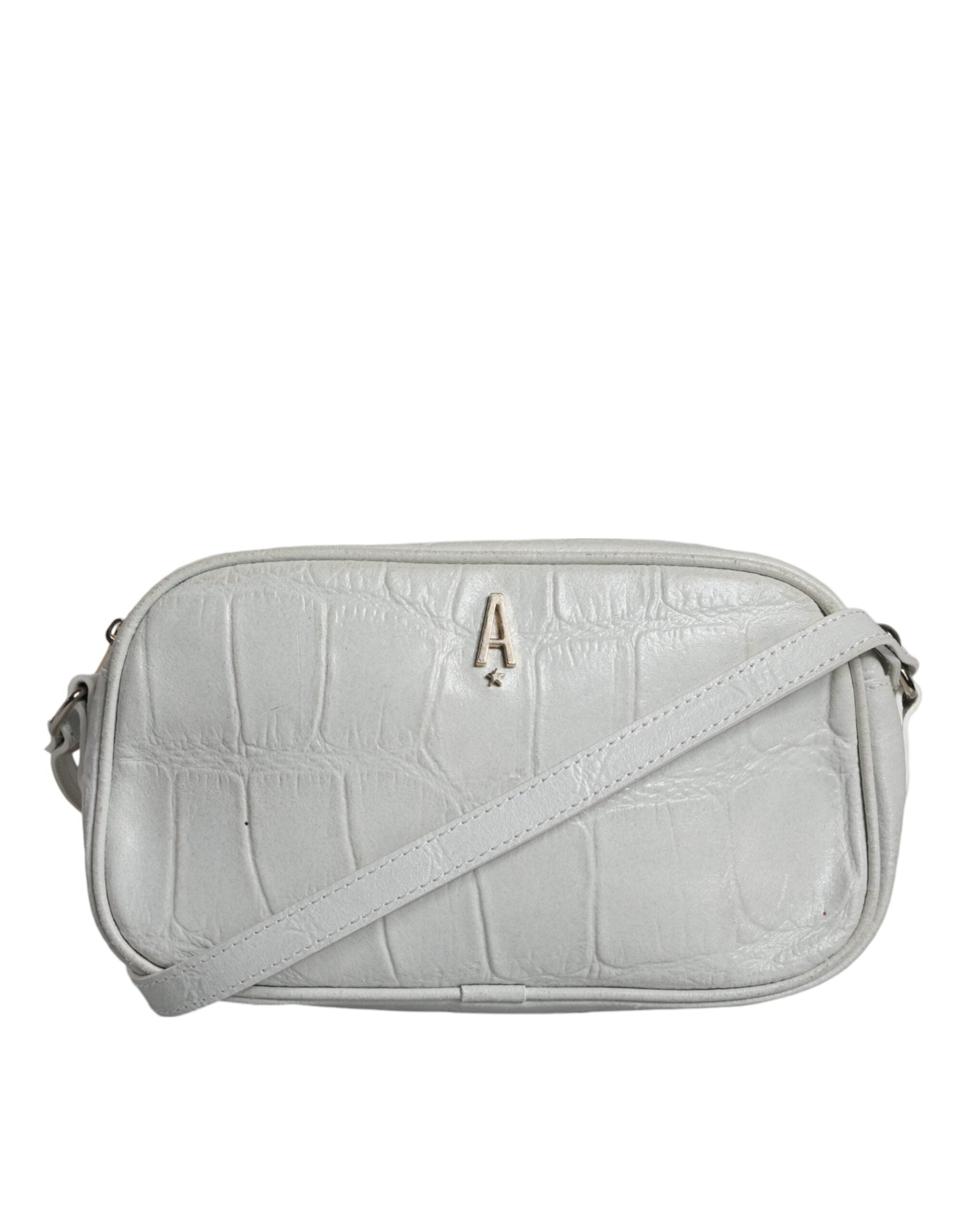 Aniye By White Croc Print Leather Crossbody Sling Women's Bag (Pre-Loved)