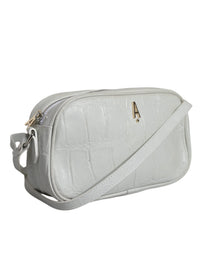 Aniye By White Croc Print Leather Crossbody Sling Women's Bag (Pre-Loved)