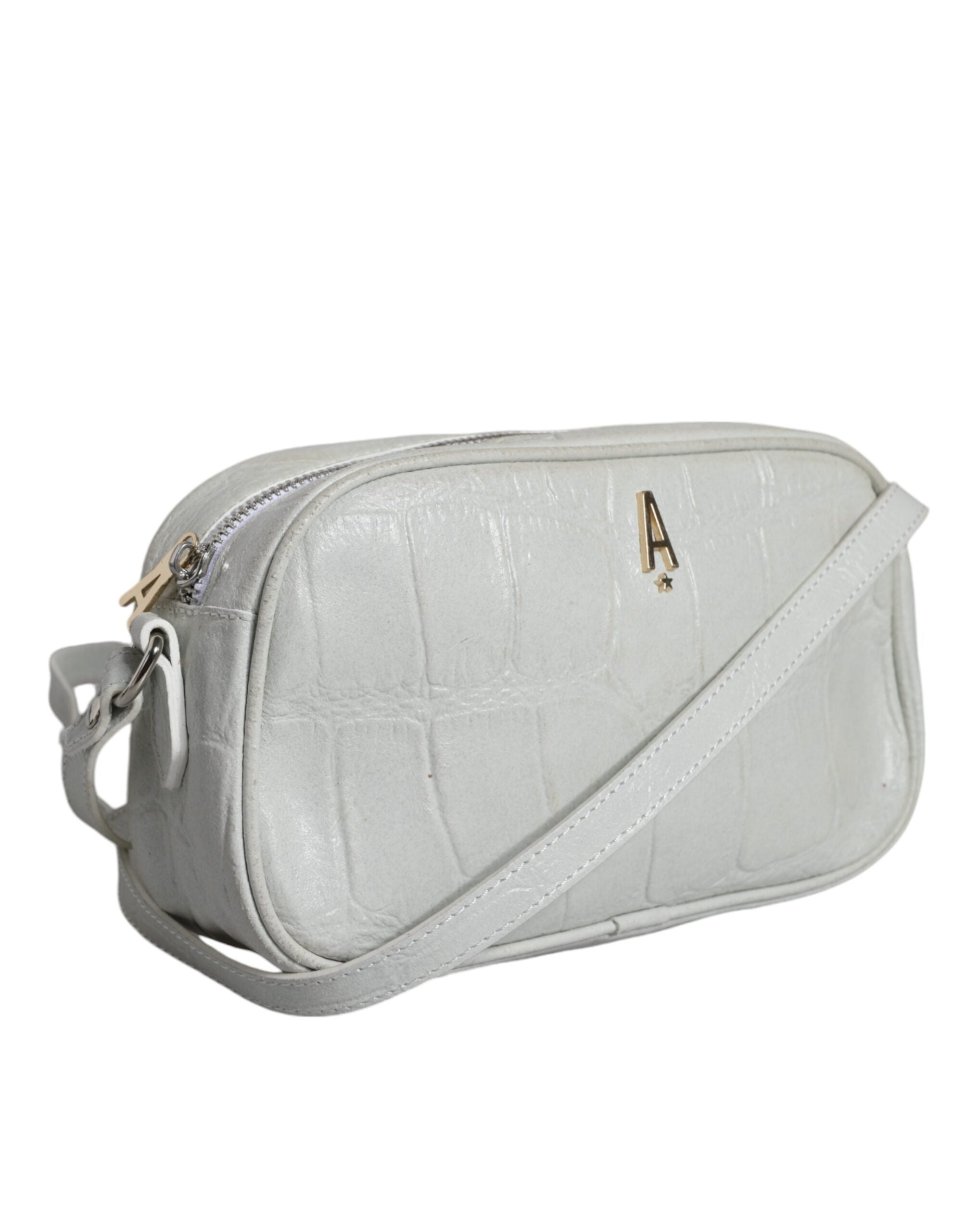 Aniye By White Croc Print Leather Crossbody Sling Women's Bag (Pre-Loved)
