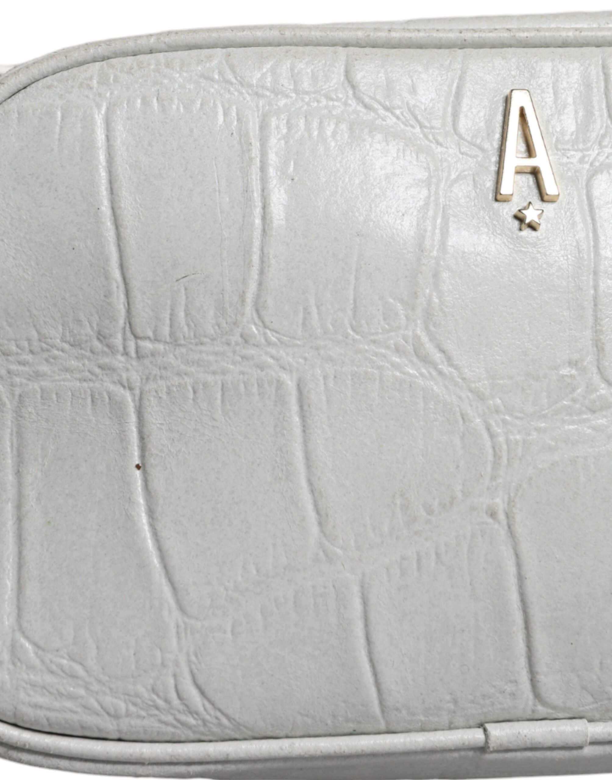 Aniye By White Croc Print Leather Crossbody Sling Women's Bag (Pre-Loved)