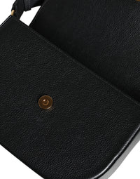 Versace Black Grainy Calf Leather Logo Crossbody Shoulder Women's Bag
