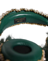 Dolce & Gabbana Dolce & Gabbana Green Gold Crystal Fur Headset Audio AUX Women's Headphones